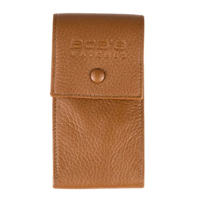 Italian Leather Watch Pouch - Embossed Tan