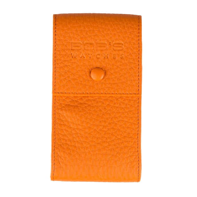 Italian Leather Watch Pouch - Embossed Orange
