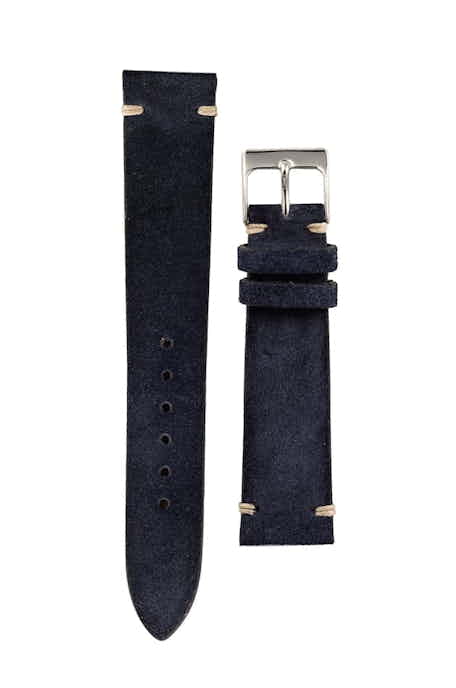 Italian Suede Watch Strap - Dark Blue 19mm