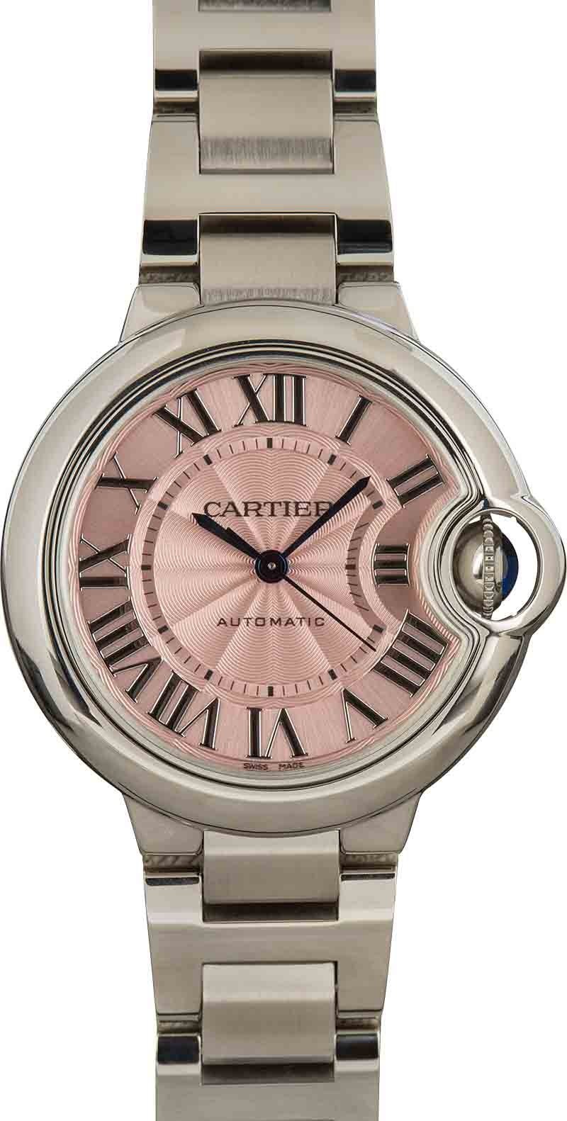 Cartier Ballon Bleu 33 mm Automatic Diamond Blue Dial Ladies Watch W4BB0028  - Watches, Ballon Bleu de Cartier - Jomashop