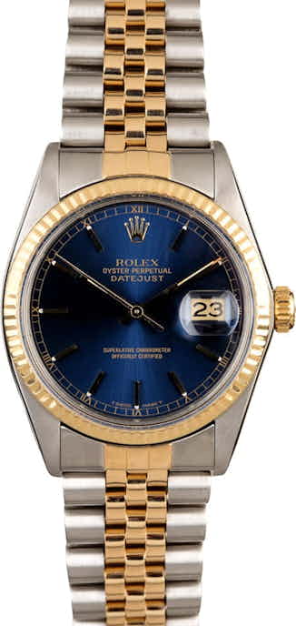 Two Tone Rolex Datejust 16013 Blue Dial