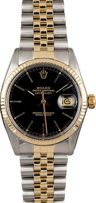 Men's Rolex Datejust Two Tone 16013 Black Dial