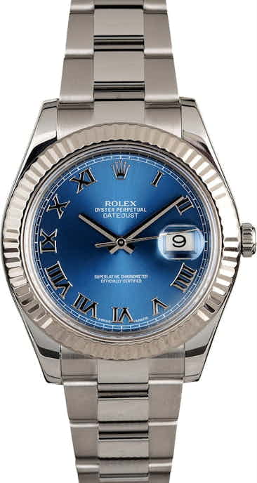 Rolex Datejust 116334 Blue Roman Dial Certified Pre-Owned