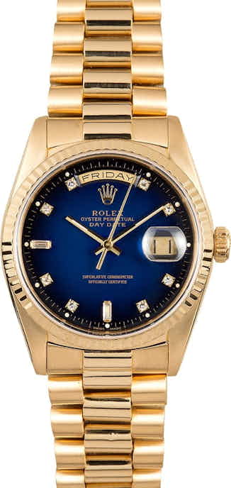 PreOwned Rolex Presidential 18238 Blue Vignette Diamond