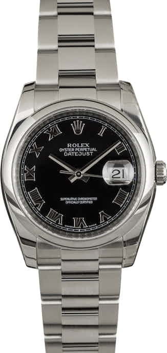 PreOwned Rolex Datejust 116200 Black Roman Dial