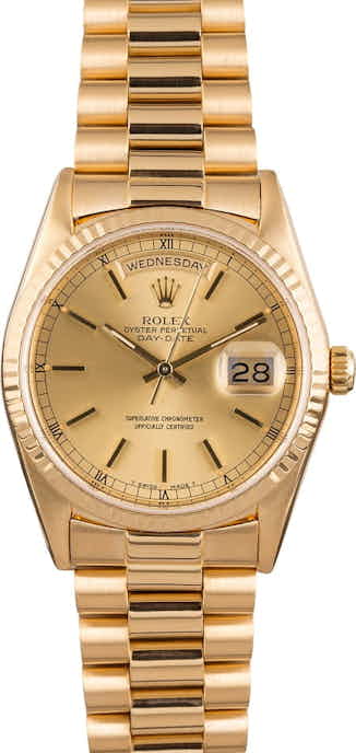 PreOwned Rolex President 18038 Champagne Index Dial