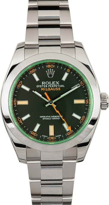 Used Rolex Steel Milgauss 116400V Green Crystal