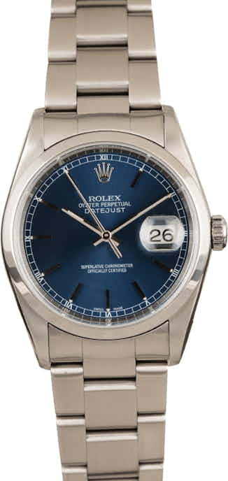Used Rolex Steel Datejust 16200 Index Markers