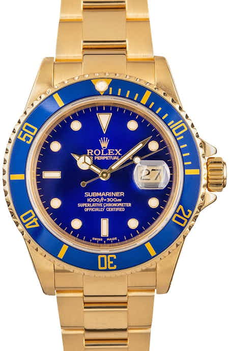 Men's Rolex Submariner 16618 Yellow Gold Oyster