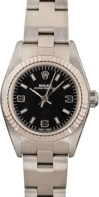 Ladies Rolex Oyster Perpetual 76094 Black Dial