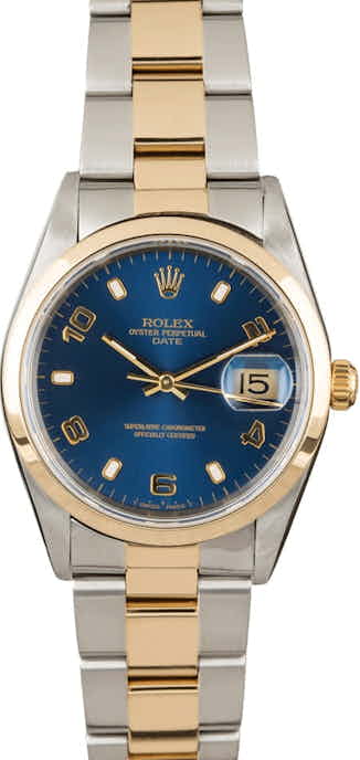 Rolex Date 15203 Blue Arabic Dial