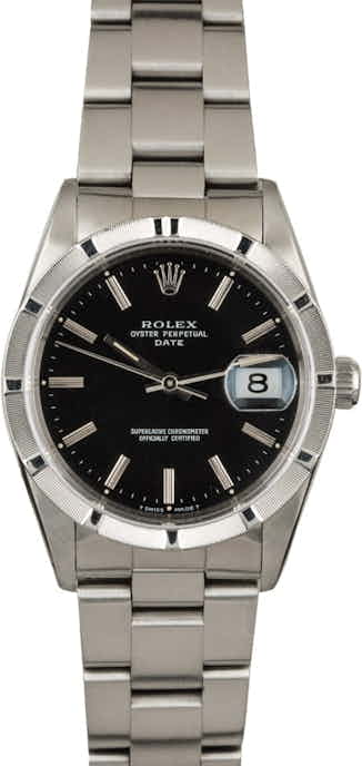 Rolex Date 15210 Black Dial Steel Watch