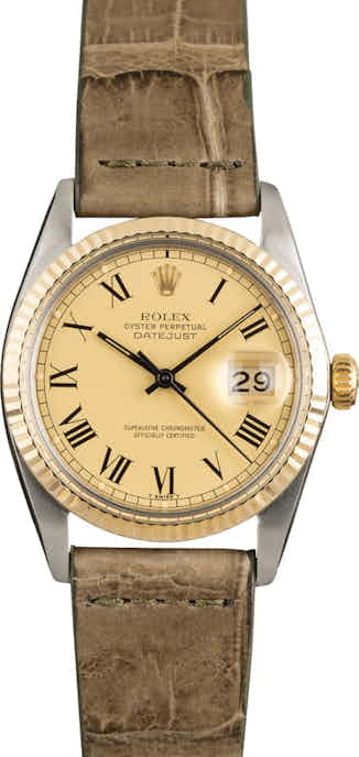 Pre Owned Rolex Two-Tone Datejust 16013 Leather Strap