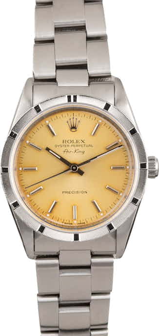 PreOwned Rolex Air-King 14010 Aged Silver Index Dial