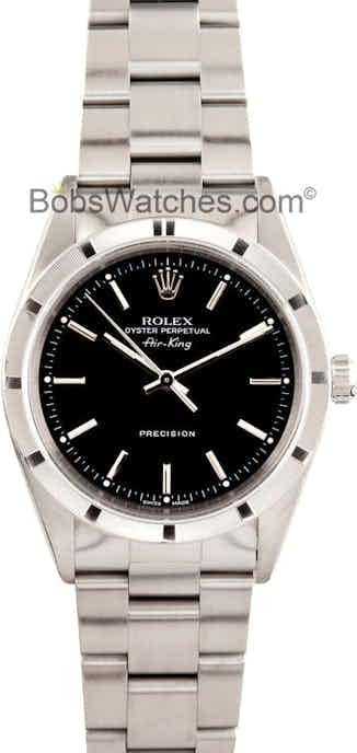 Pre Owned Rolex Air-King Stainless Steel Black Dial 14010M