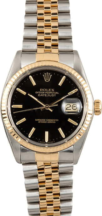 Rolex Black Datejust 16013 Two-Tone