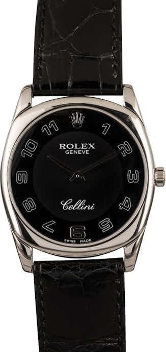 Pre-Owned Rolex Cellini 4233 White Gold Black Dial T