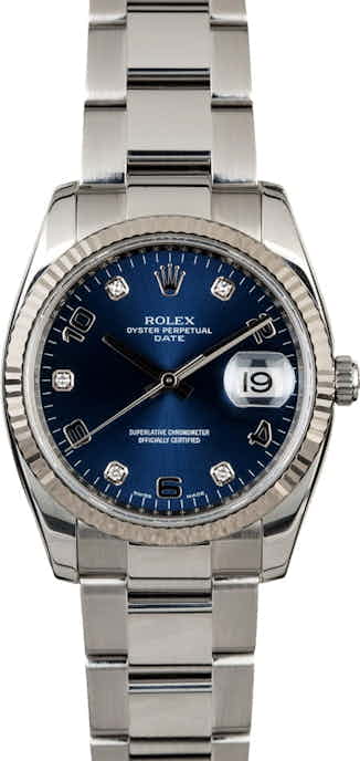 Rolex Date 115234 Blue Diamond Dial