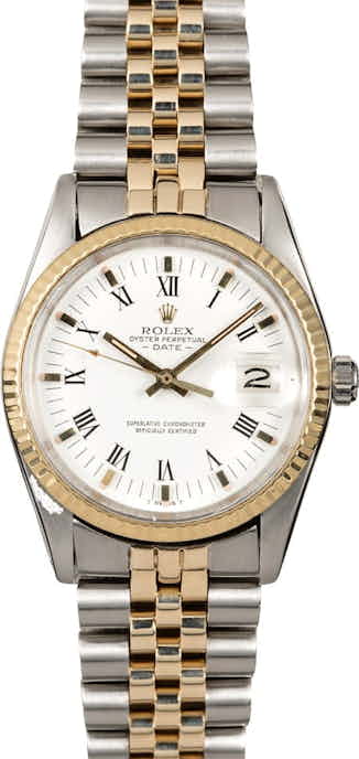 Men's Rolex Date 15000 White Roman