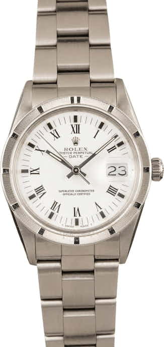 Used Rolex Steel Date 15010 White Roman Dial
