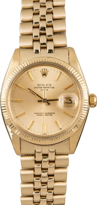 Pre-Owned Rolex Date 1503 Yellow Gold Oval Link Band