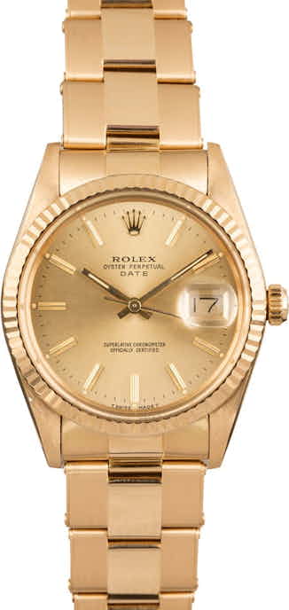 PreOwned Rolex Date 15038 Yellow Gold Oyster