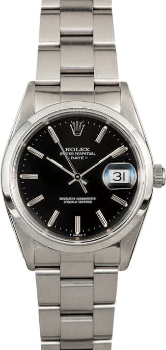 Rolex Date 15200 Black Dial Steel Oyster