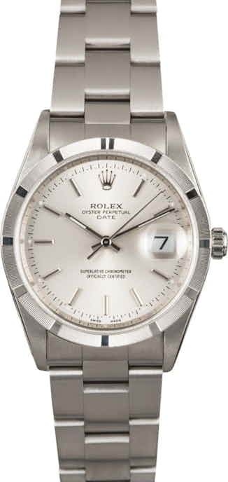 Rolex Date 15210 Silver Dial Steel Oyster