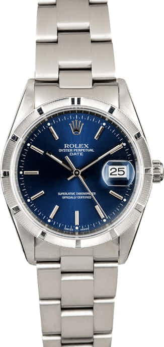 Rolex Date 15210 Blue Dial Steel Oyster