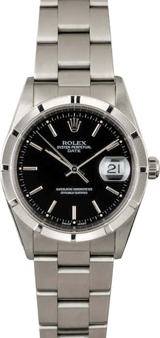 PreOwned Rolex Date 15210 Black Dial Steel Oyster