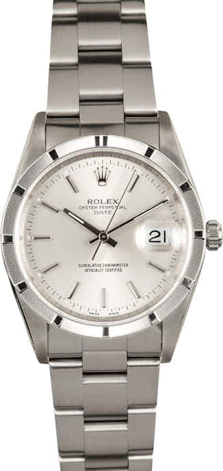 Rolex Date 15210 Silver Index Dial