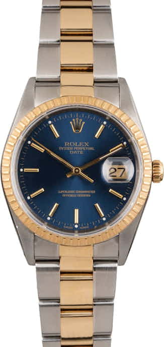 Pre Owned Blue Dial Rolex Date 15223