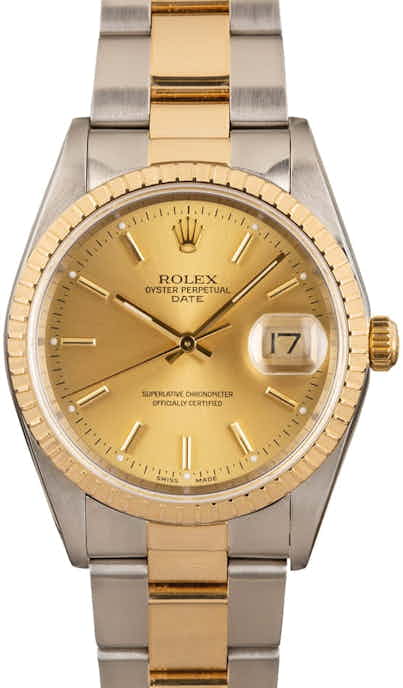 Men's Rolex Oyster Perpetual Date Stainless Steel & Gold 15223