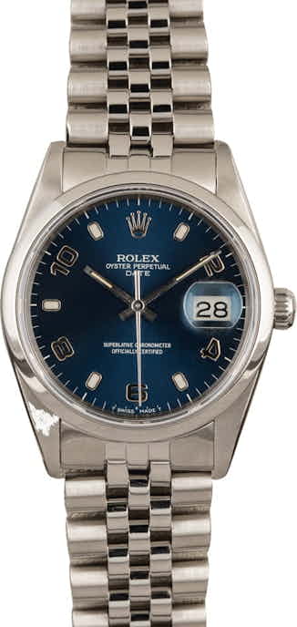 Used Rolex Date Stainless Steel 15200 Blue Arabic Dial T