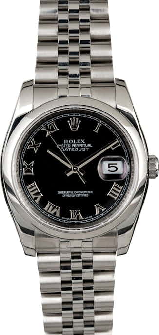 Rolex Datejust 116200 Black Roman Steel Jubilee