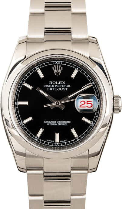 Pre-Owned 36MM Rolex Datejust 116200 Black Dial