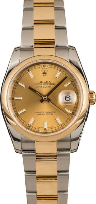 Pre-Owned Rolex Two Tone Datejust 116203 Champagne Dial