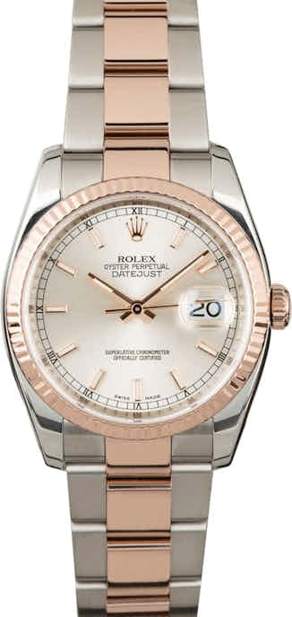 Rolex Datejust 116231 Silver Dial Two Tone Everose