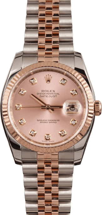 Rolex Two Tone Datejust 116231 Pink Diamond Dial