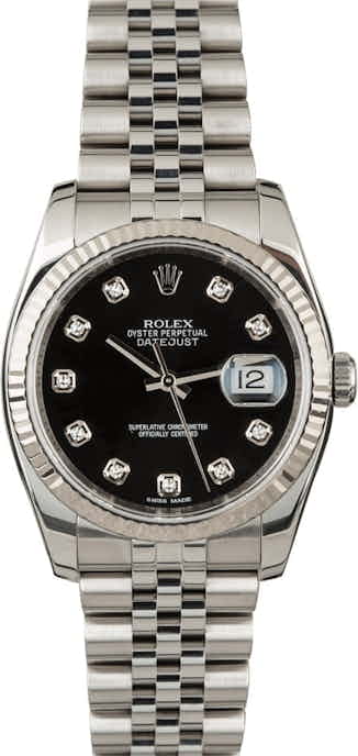 Used Rolex Datejust 116234 Black Dial with Diamonds