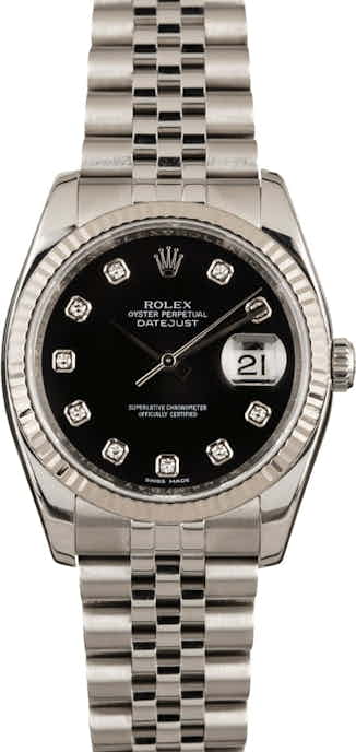 Rolex Datejust Black 116234 White Gold Bezel
