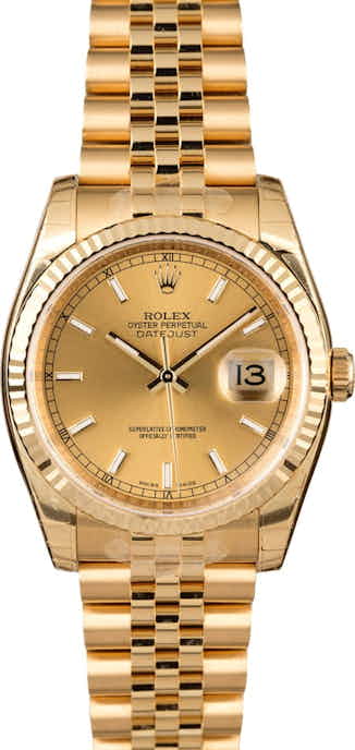Unworn Rolex Datejust 116238 Yellow Gold
