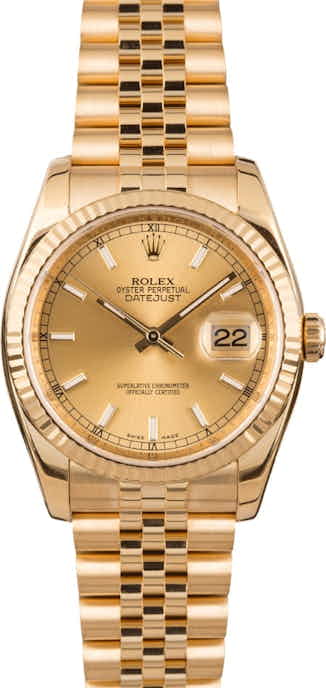 Pre Owned Rolex Datejust 116238 Yellow Gold 36MM