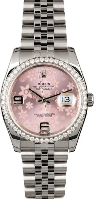 Rolex Floral Datejust 116244 Diamond Bezel