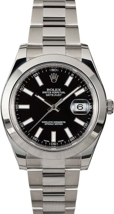 PreOwned Rolex Datejust 116300 Black Index Dial