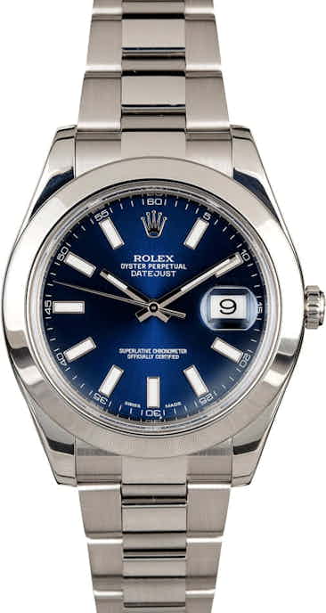PreOwned Rolex Datejust 116300 Blue Index Dial