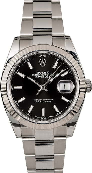 PreOwned Rolex Datejust 41 Ref 126334 Black Index Dial
