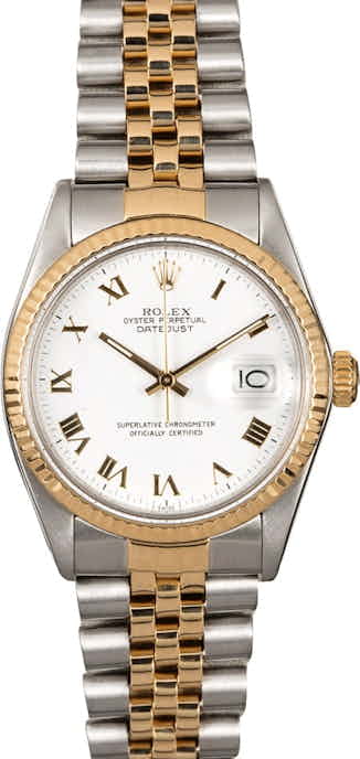 Men's Rolex Datejust 16013 White Roman Dial