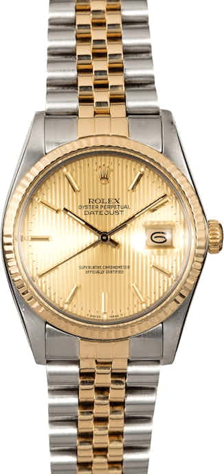 Rolex Datejust 16013 Two Tone Champagne Tapestry Dial