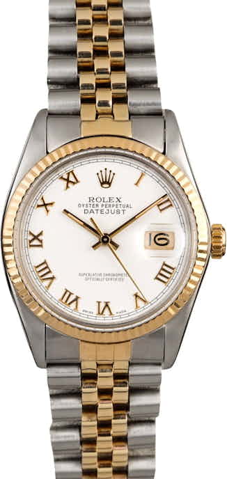Certified Rolex Datejust 16013 White Roman Dial